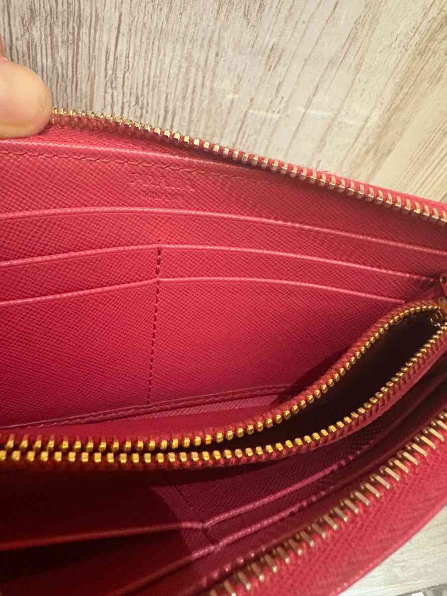 Pink Prada Saffiano leather wallet
