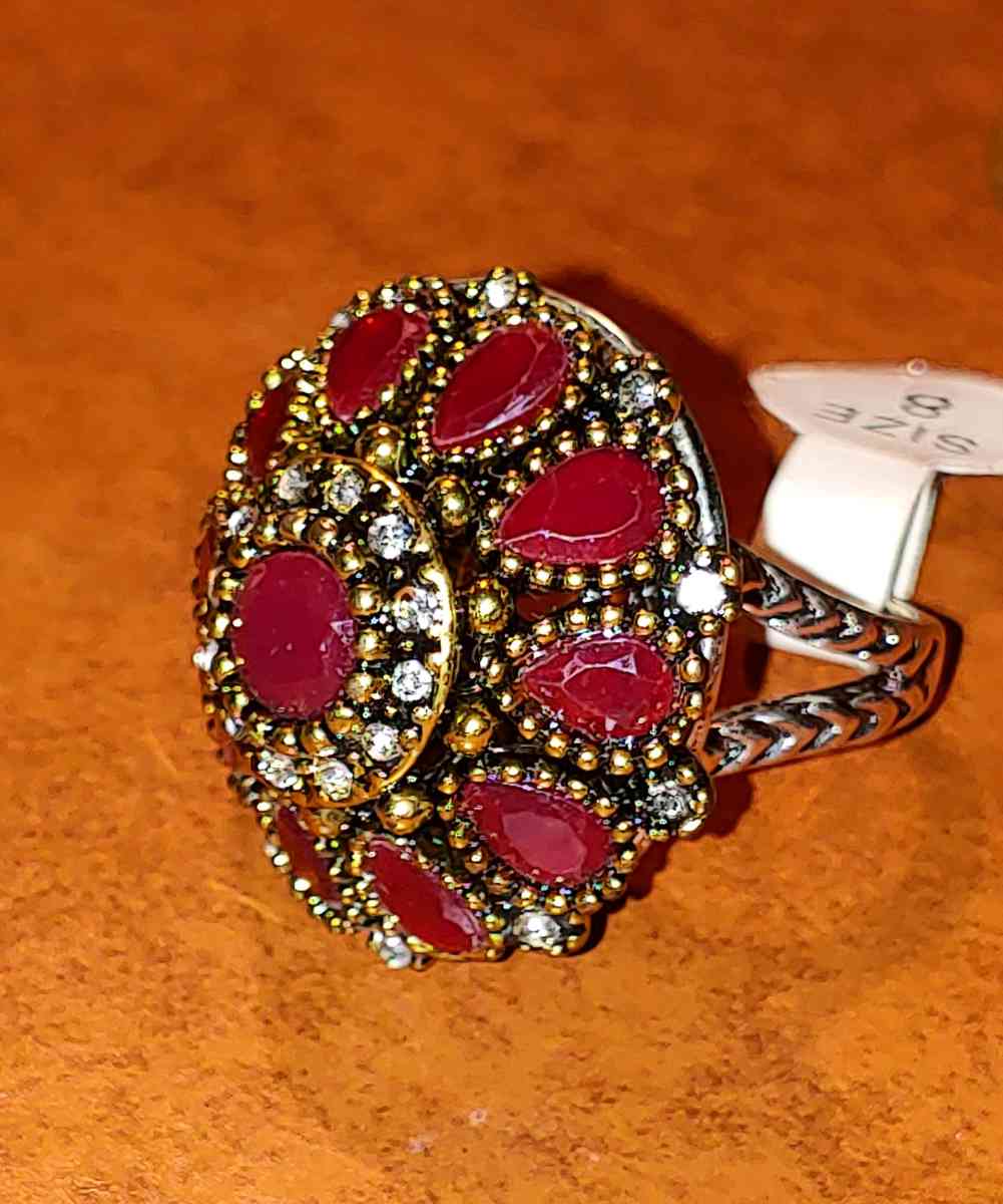 NEW Ruby Misianit Handmade Silver coin Size 8