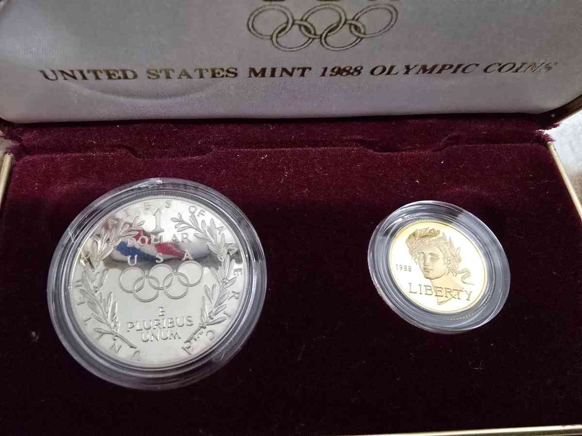 1988 Olympic Coin Set Silver and Gold Mint COA Included