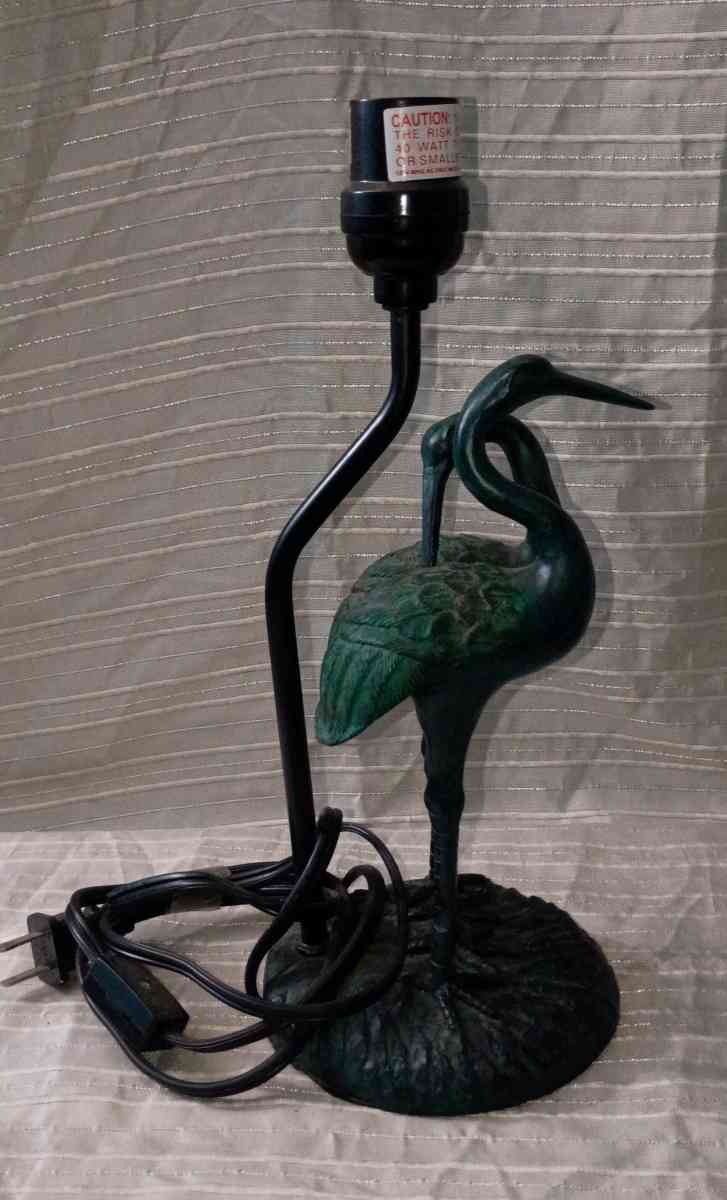 Vintage Small Crane Heron Green Lamp