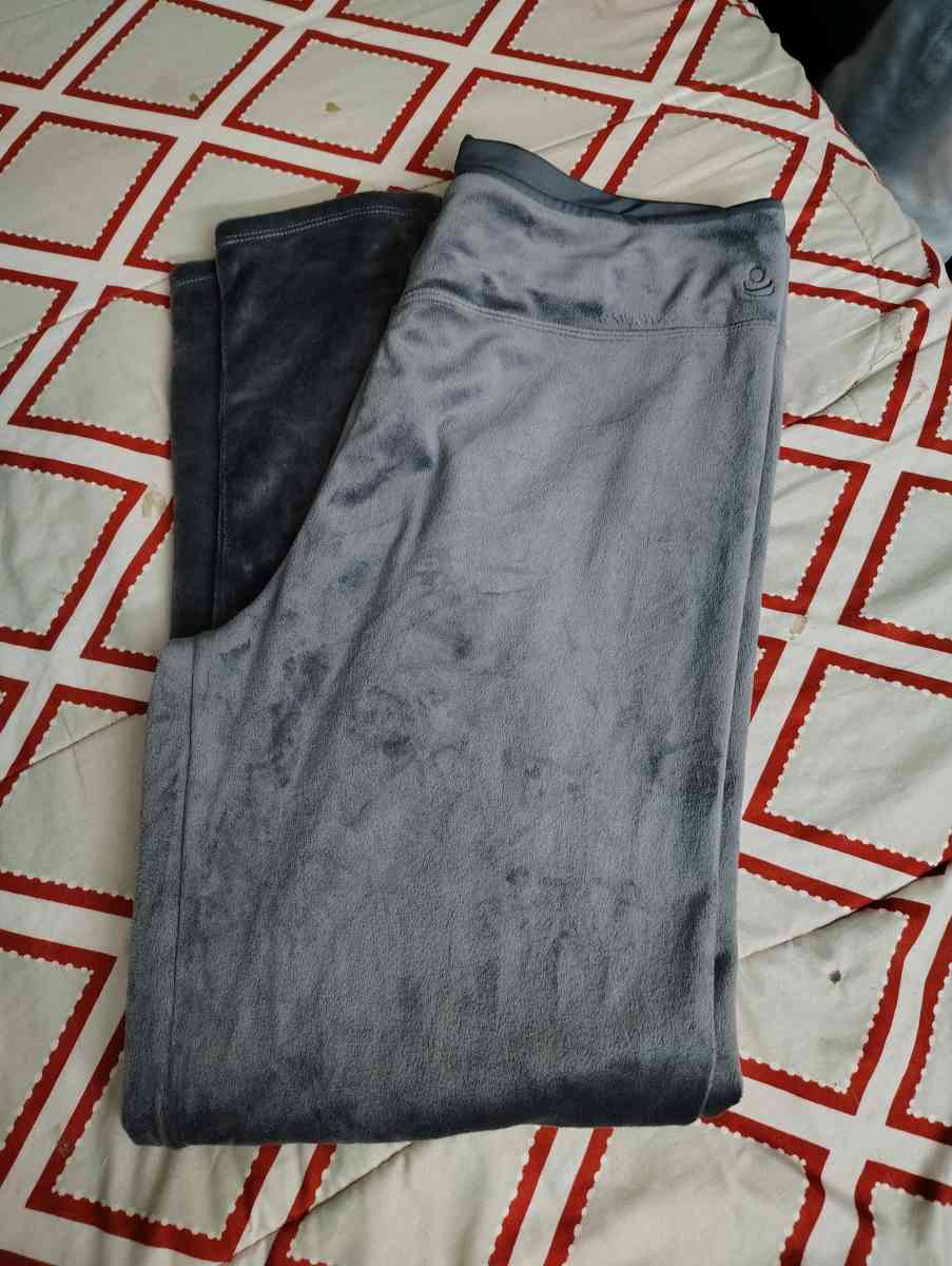 Cuddl Duds Womens Gray Double Plush Velour Pajama Pants