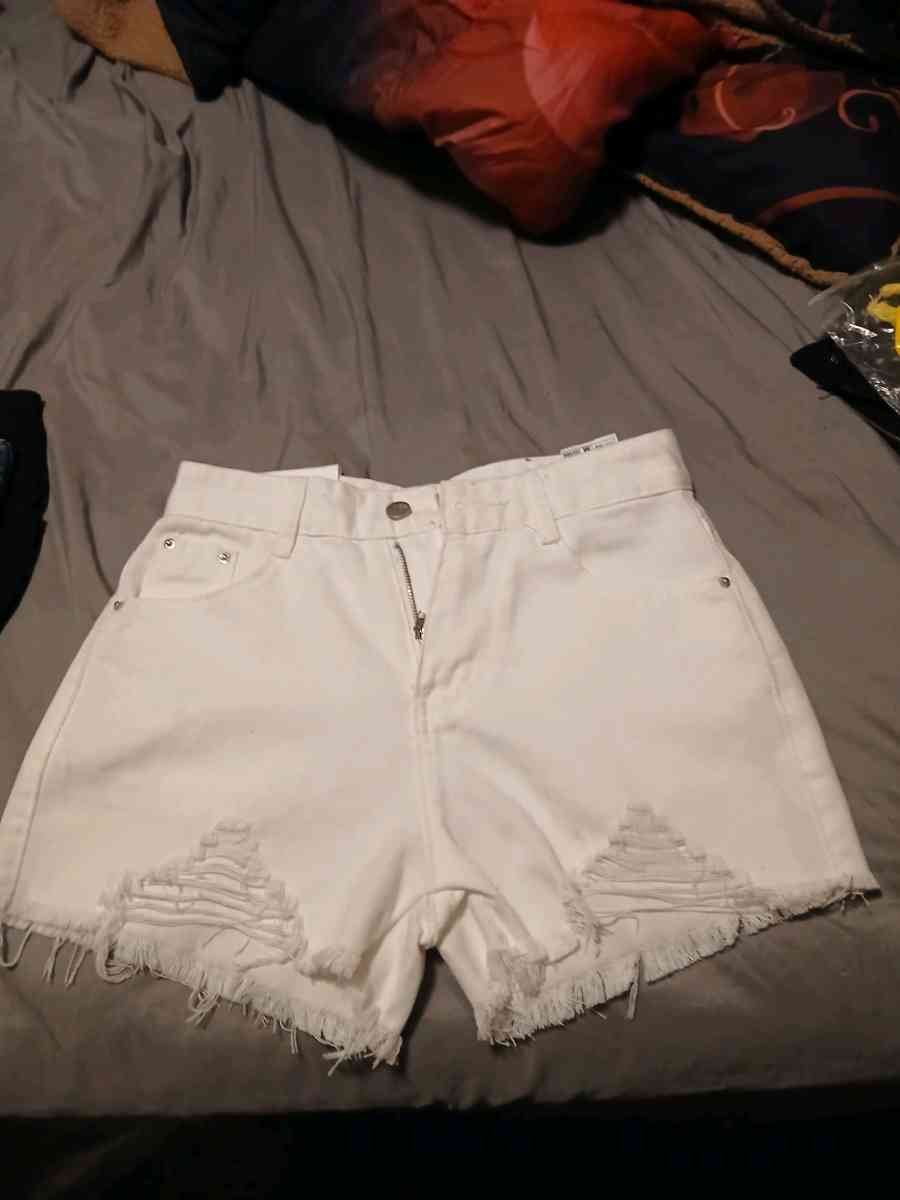 white denim shorts