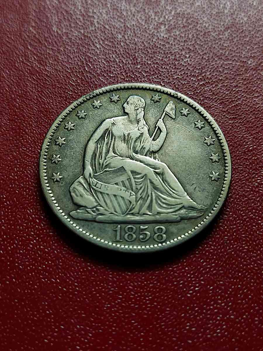 Great US 1858o Seated Liberty Half 90 Silver Dollar
