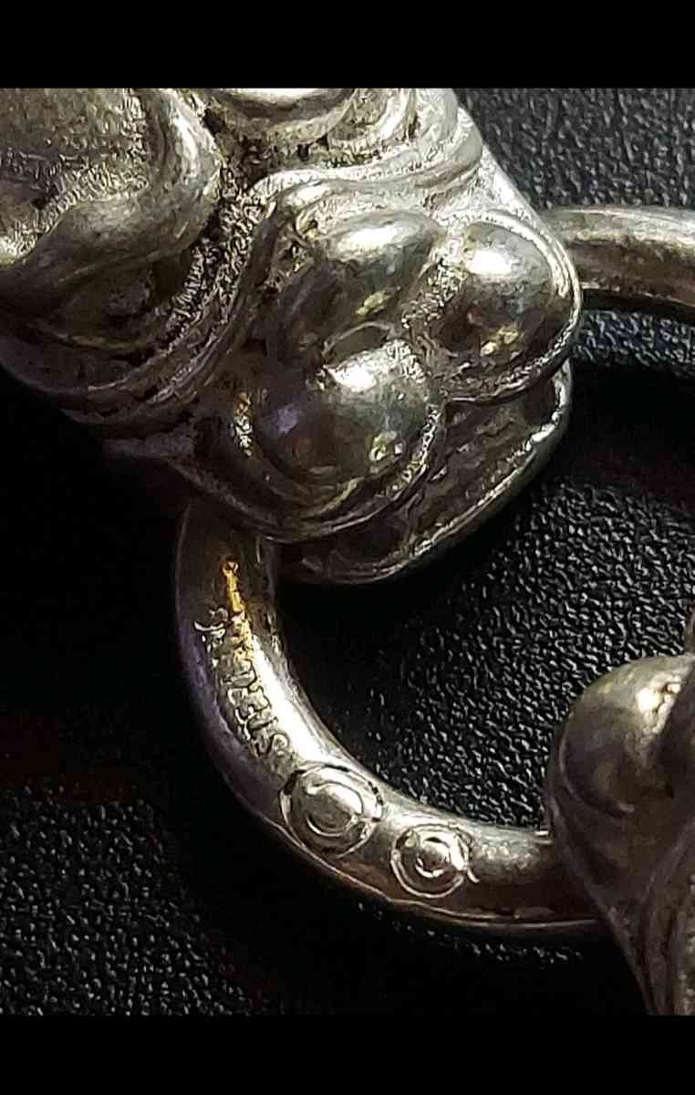OLD HANDMADE MIAO TIBETAN TWO HEAD DOG BRACELET STAMPS S925