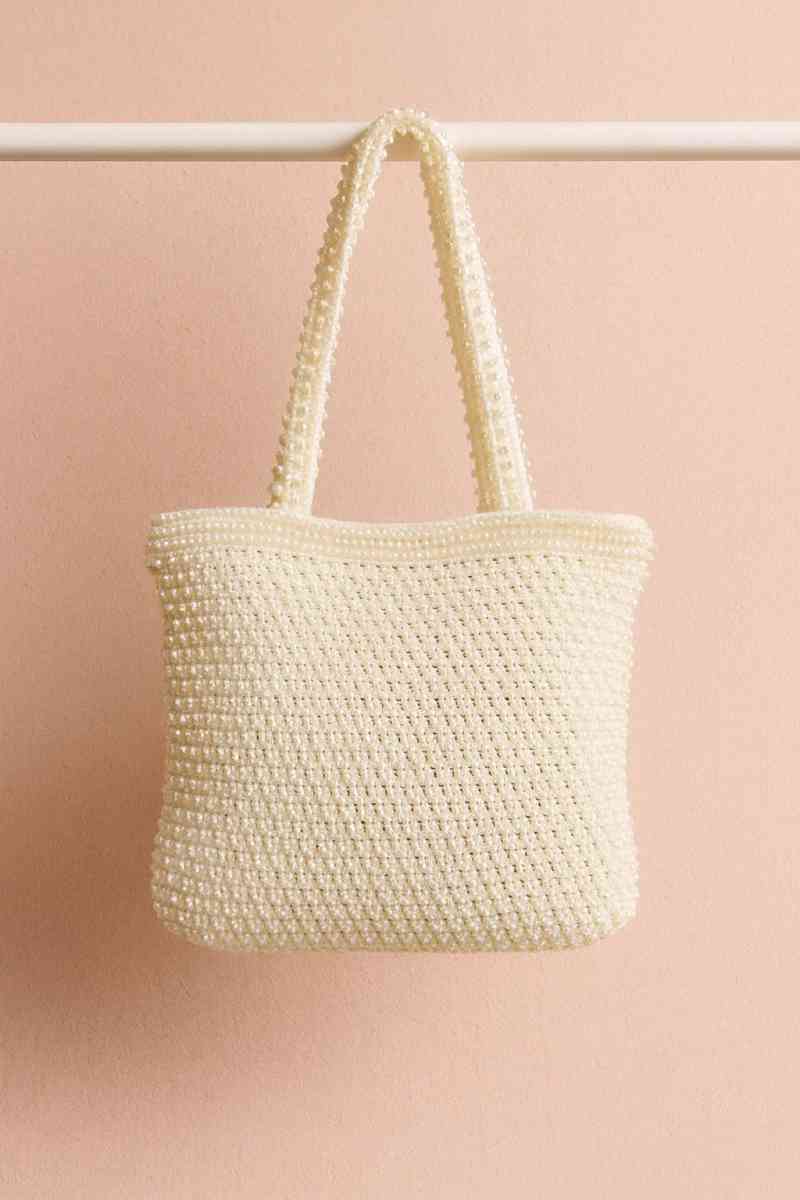 White Pearl Tote Bag  Handmade Style