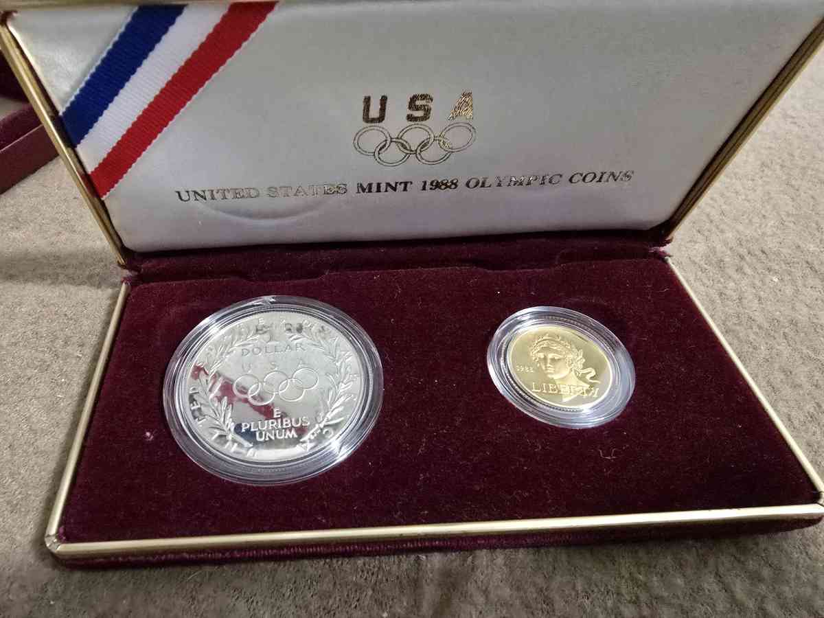 1988 Olympic Coin Set Silver and Gold Mint COA Included