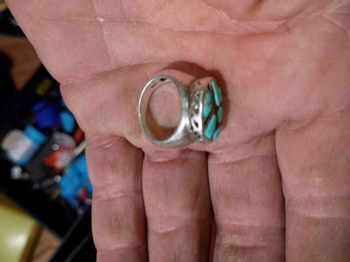 silver and turquoise ring