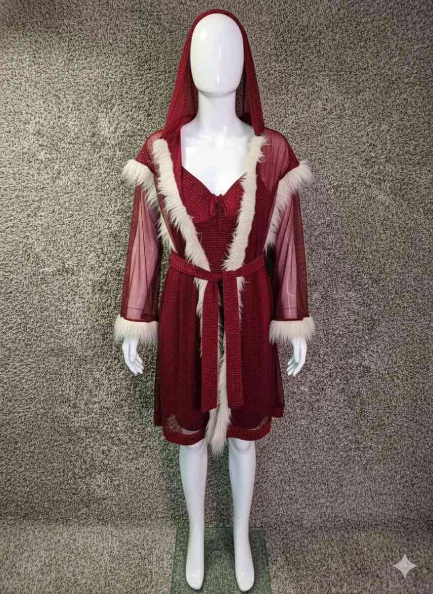 Womens Sexy Christmas Robe Lingerie Santa Costume Babydoll C