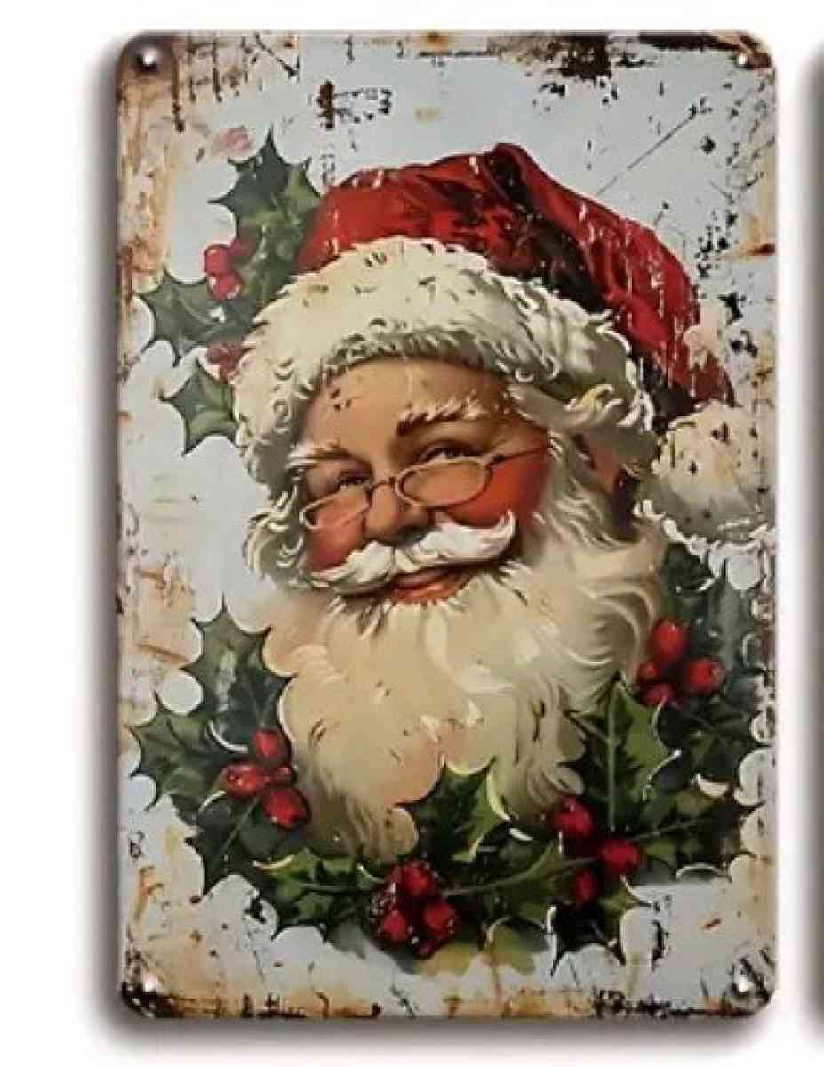 Rustic Santa Metal Wall Decor