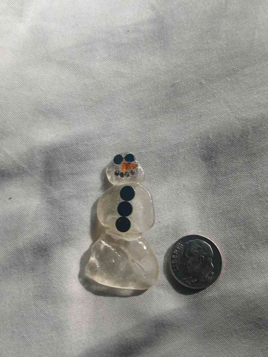 Handmade sea glass snowman