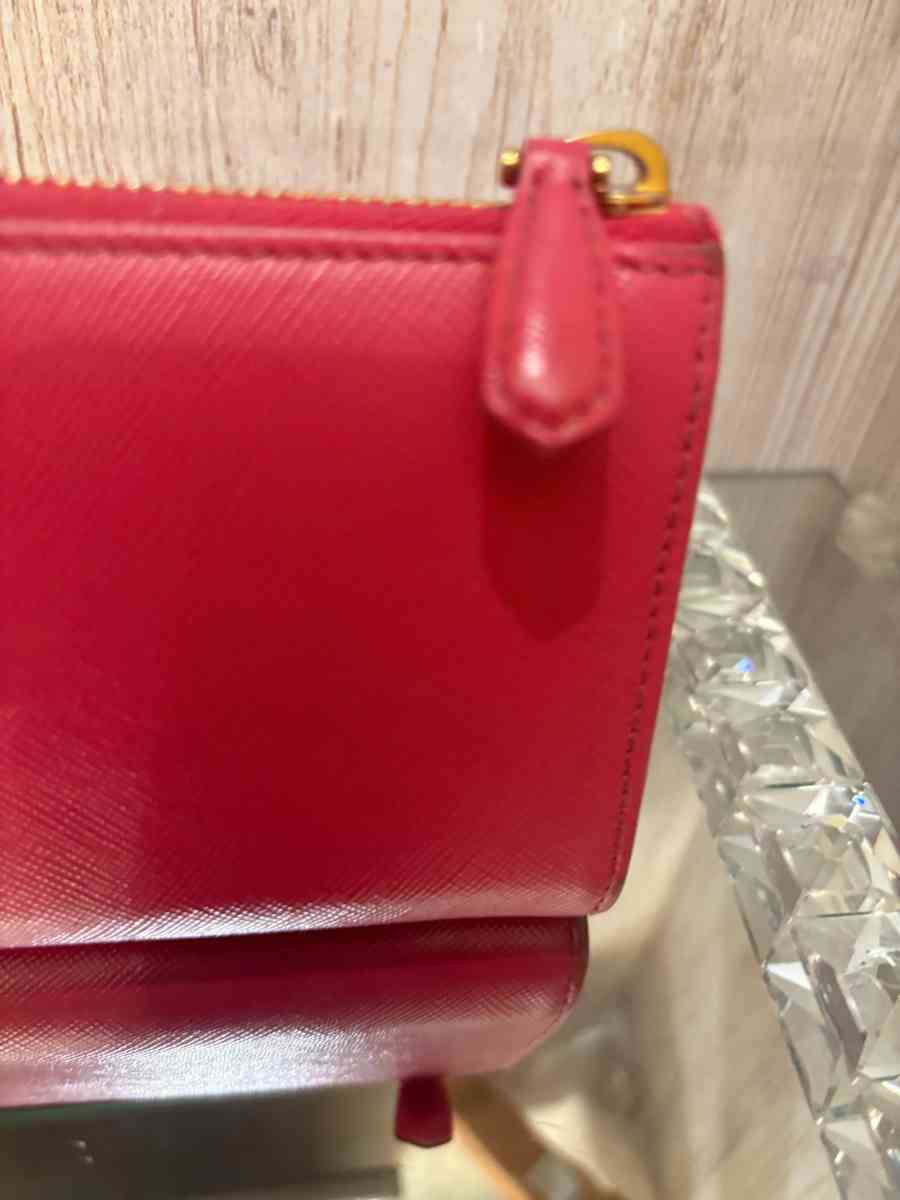 Pink Prada Saffiano leather wallet