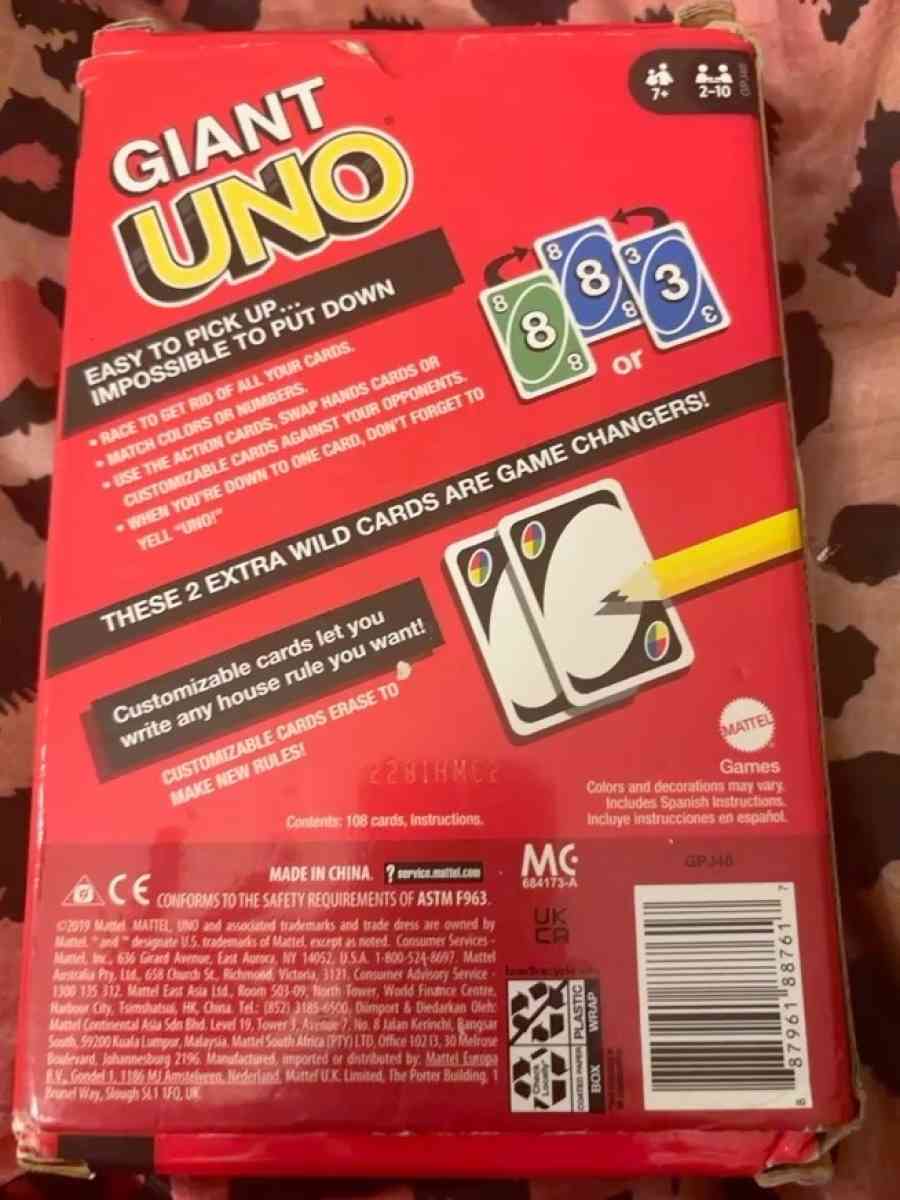 Giant uno cards