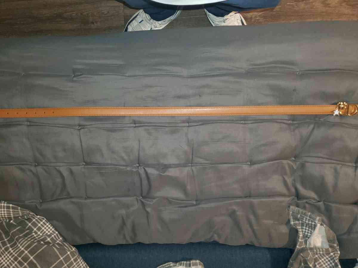 Elegant Brown Leather Montaigne Belt with Silver Accents By