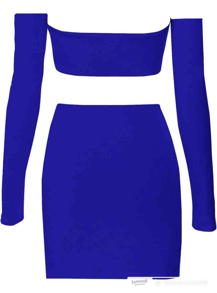 blue 2 piece skirt outfit