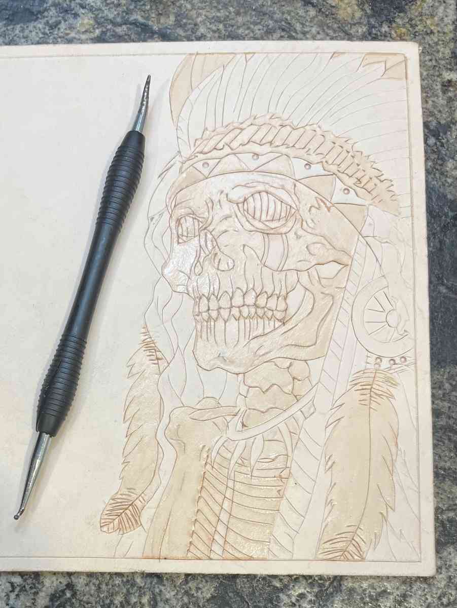 New tooled leather skeleton biker smoking a cigar bifold wal