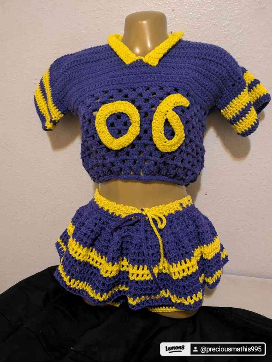 crochet jersey with skirt and under shorts