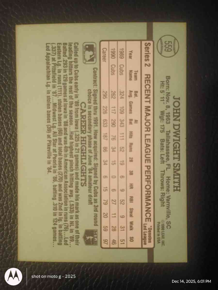 Dwight Smith Baseball Card