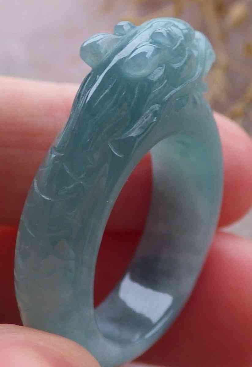 Certificate Jadeite jade Burmese Dragon Ring Size 9