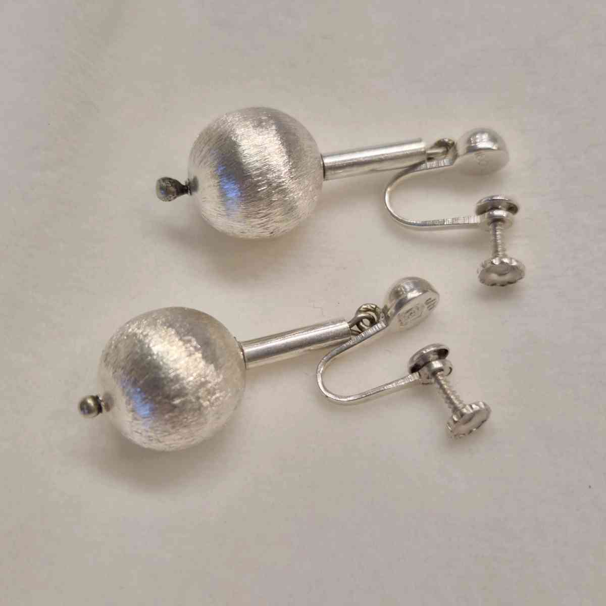 Sterling silver drop ball earrings
