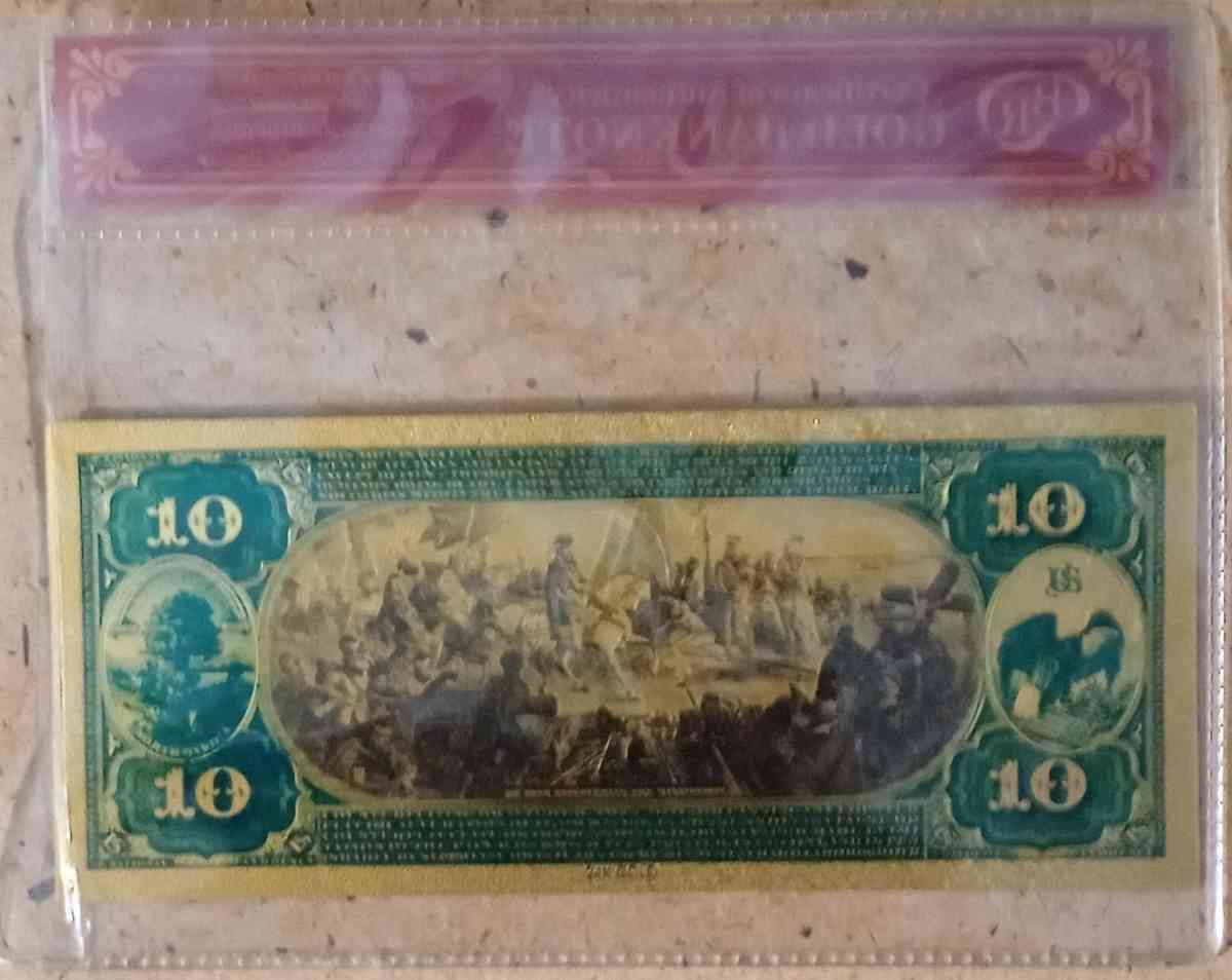 24 Karat Gold 1889 USA Ten Dollar Bill