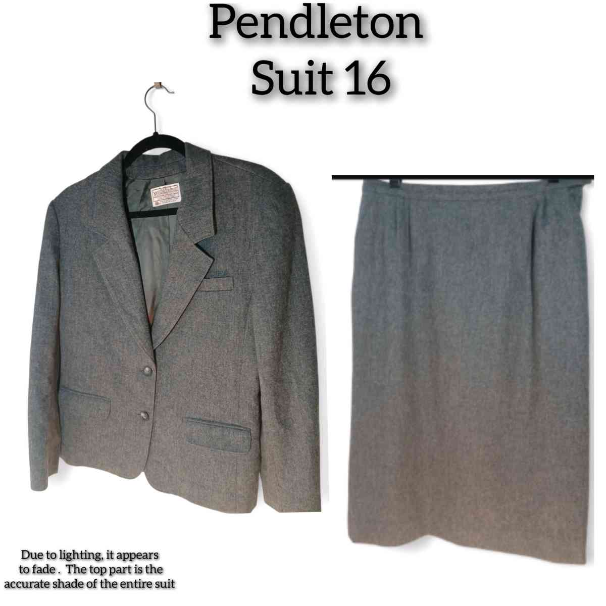 vintage size 16 Pendleton grey skirt suit 100 virgin wool