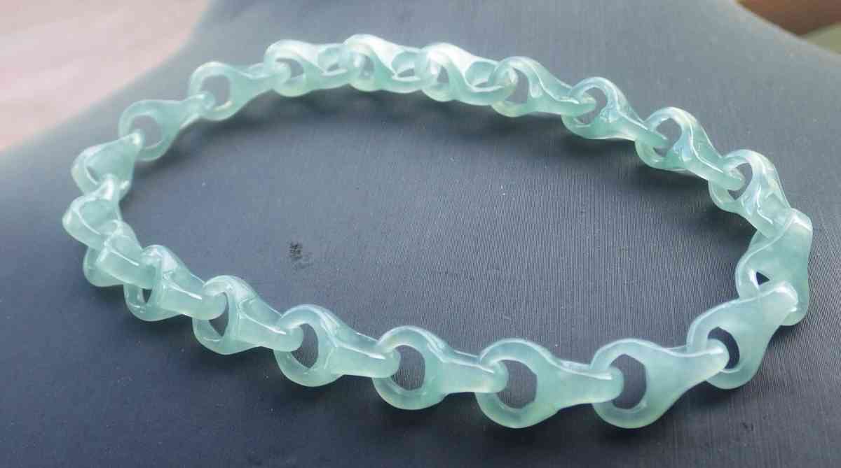 Certificate Jadeite Jade Green chain link knotted Bracelet