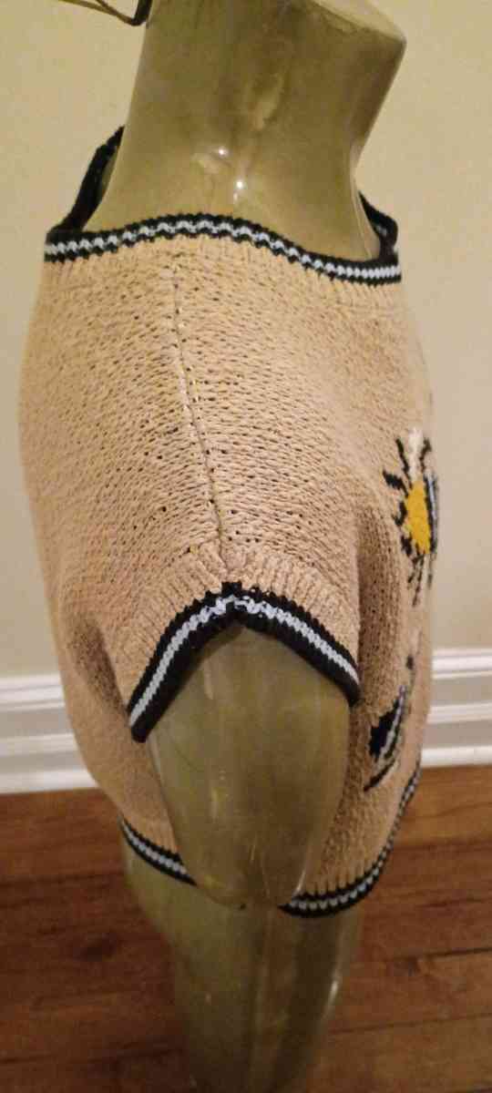 Anthropologie Maeve Sarah Gordon Bee Knit Cropped Sweater Ve