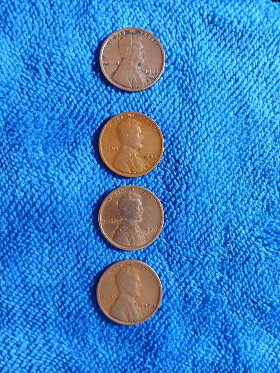 Lincoln wheat pennies 1924 1925 1926 1929