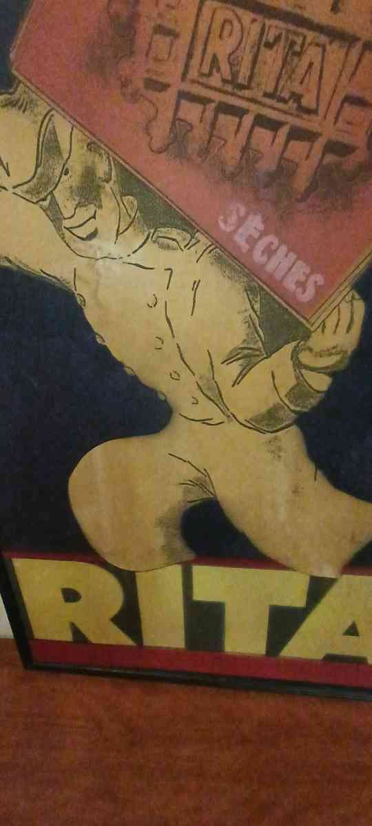 Rare Vintage Style French Waffle Poster Art  RITA SCHES Larg