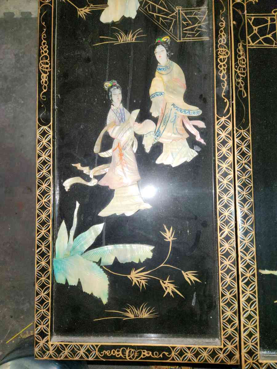 antique mother of pearl japanese art dividers 48 in wide 36H