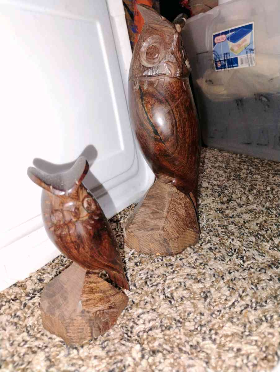 pair of hand carved MCM ironwood owls FROM Mexico