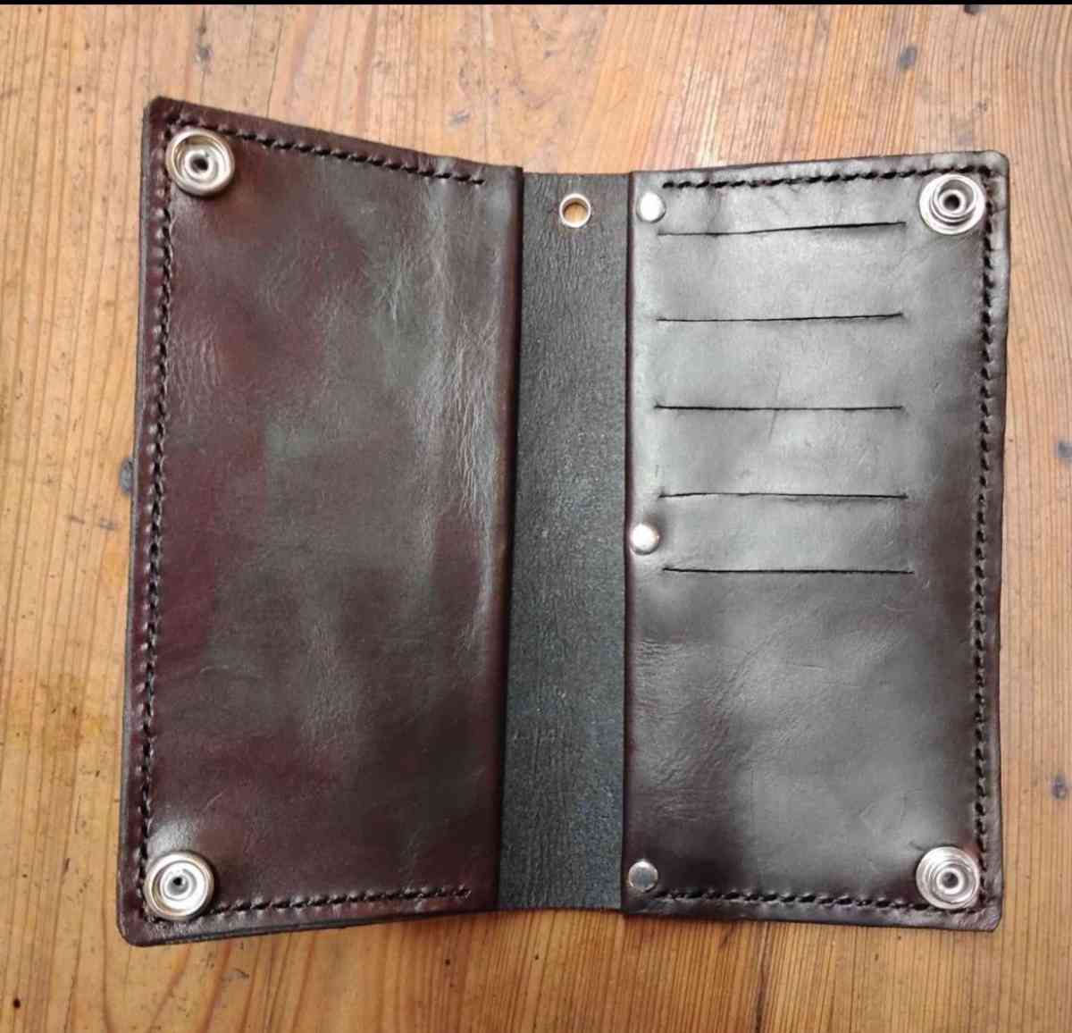 new tooled leather demon with horns bifold wallet