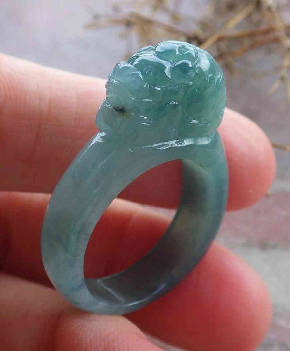 Certificate Jadeite jade  Burmese Dragon Ring size 9