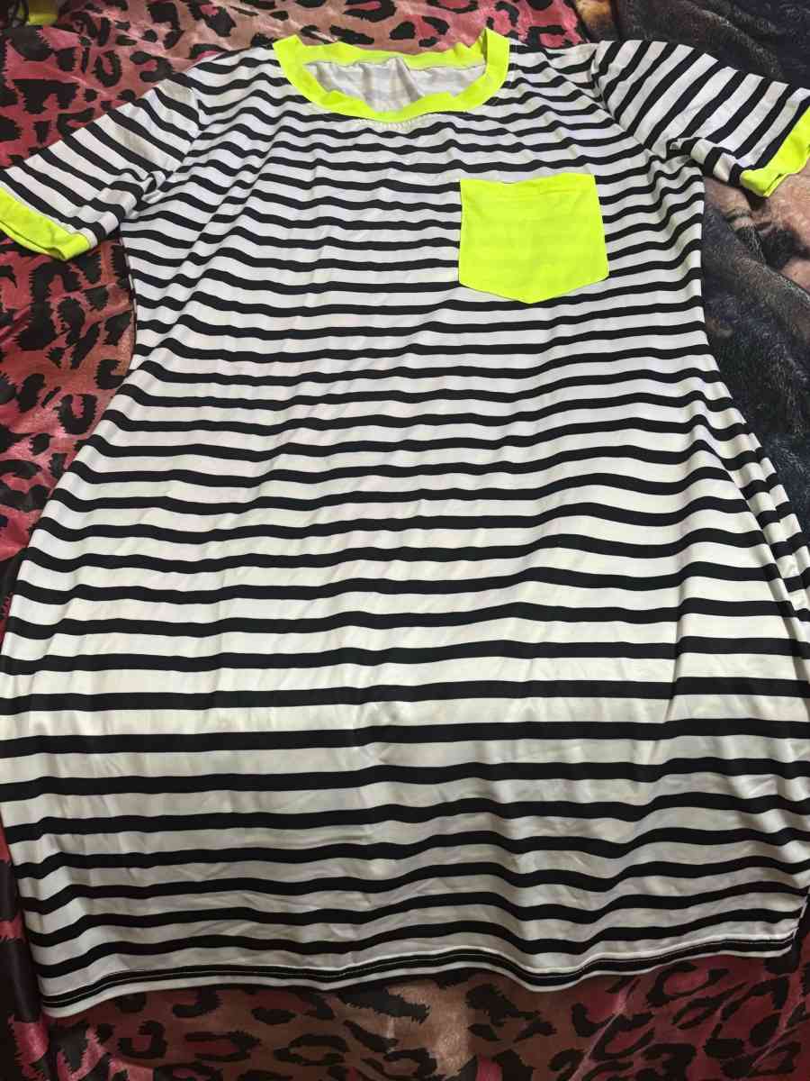 striped green mini dress