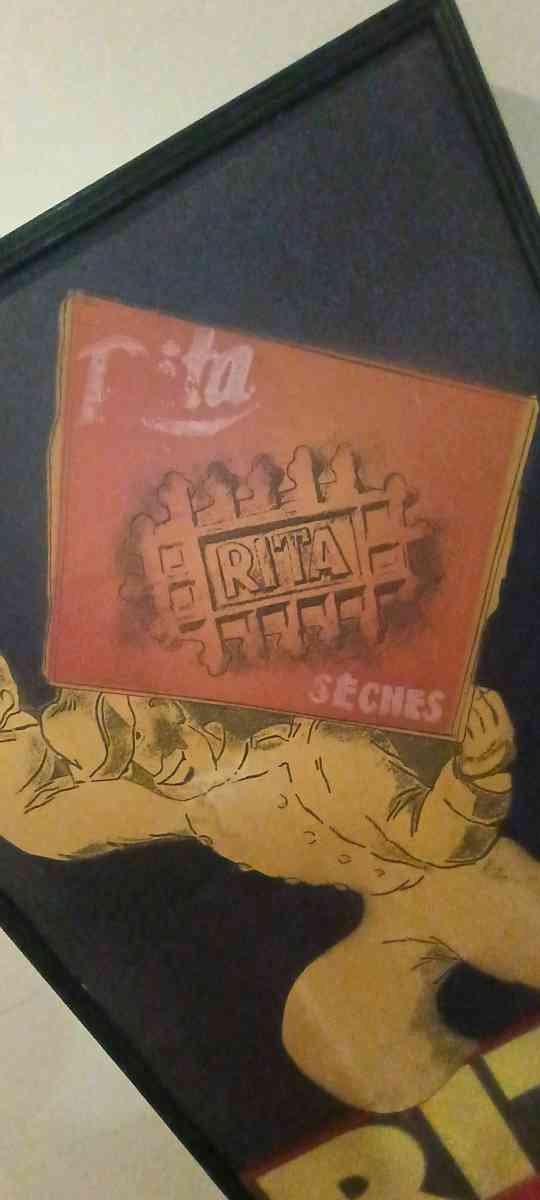 Rare Vintage Style French Waffle Poster Art  RITA SCHES Larg