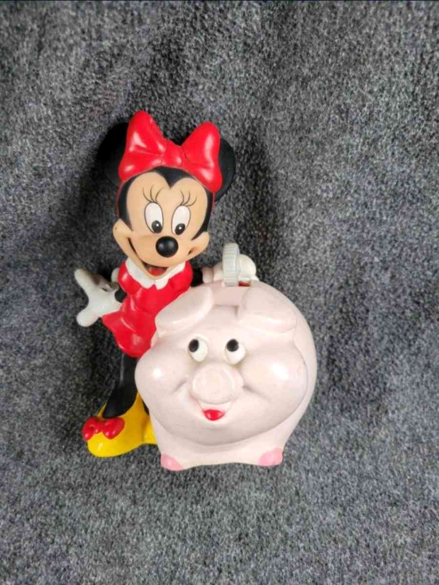 DISNEY Small Minnie Mouse Piggy Bank 65H Preowned