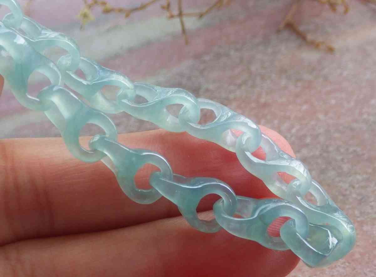 Certificate Jadeite Jade Green chain link knotted Bracelet