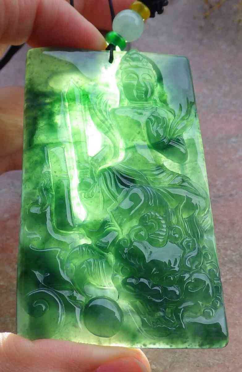 Certificate Jadeite jade  Burmese  Guanyin Kai Lun pendant