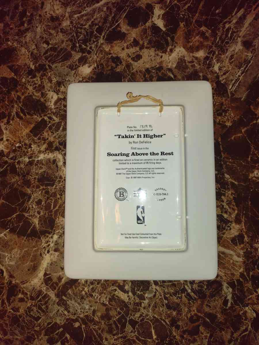 Michael Jordan soaring above the rim plate