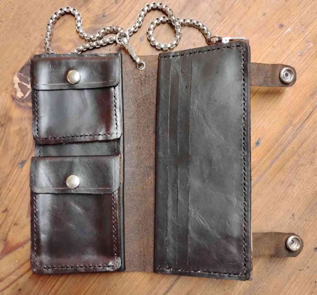 new tooled leather demon with horns bifold wallet