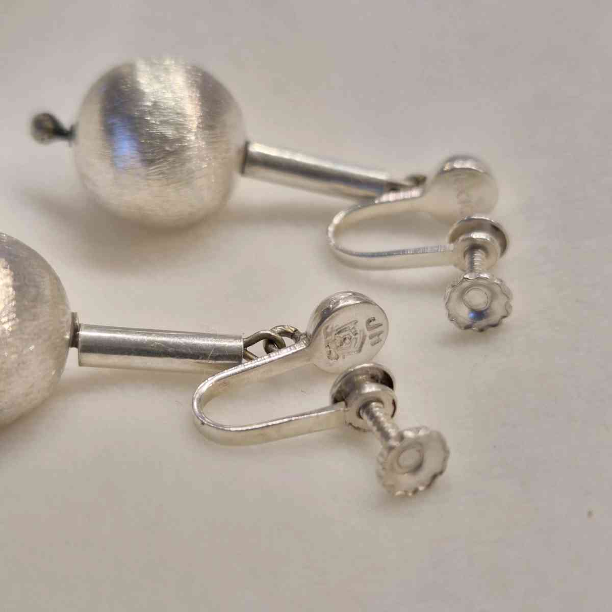 Sterling silver drop ball earrings