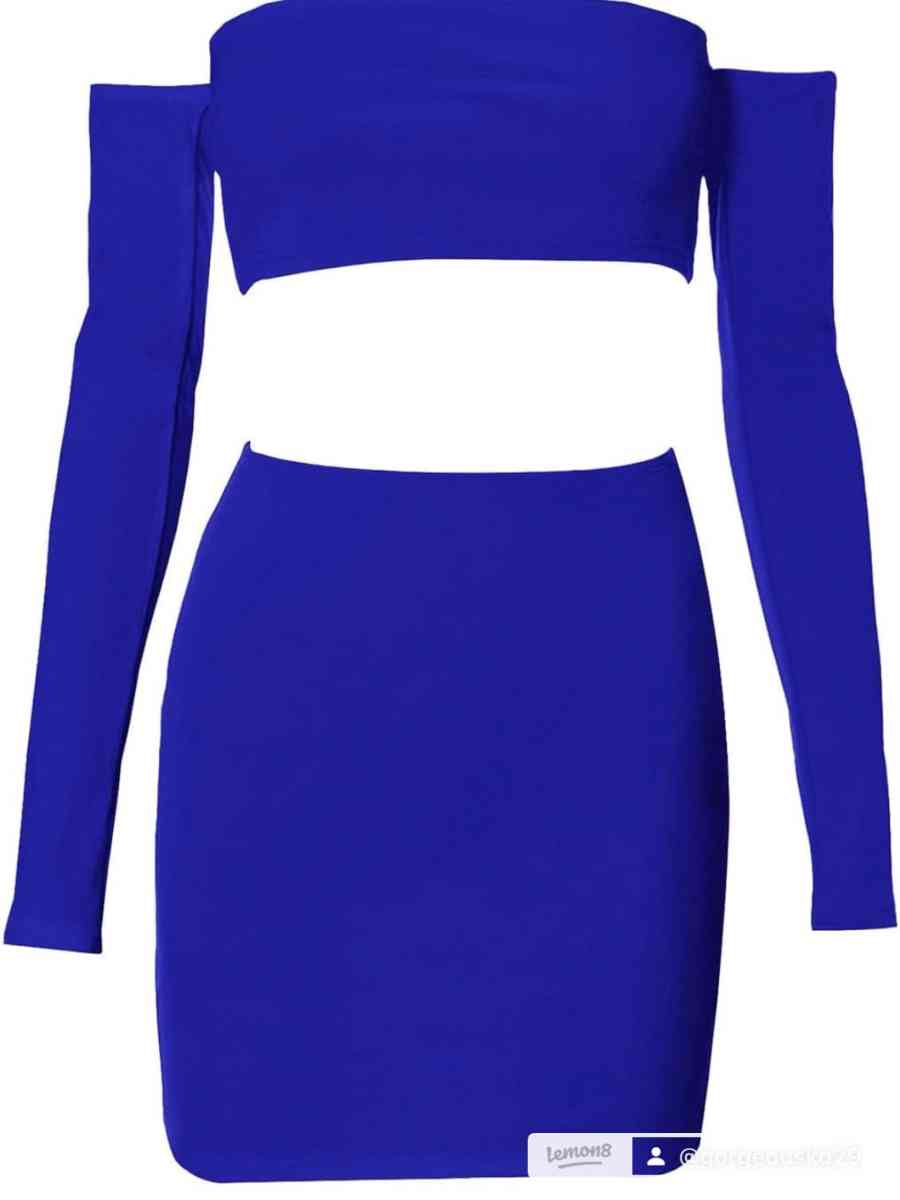blue 2 piece skirt outfit