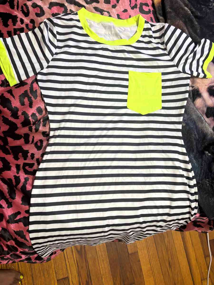 striped green mini dress