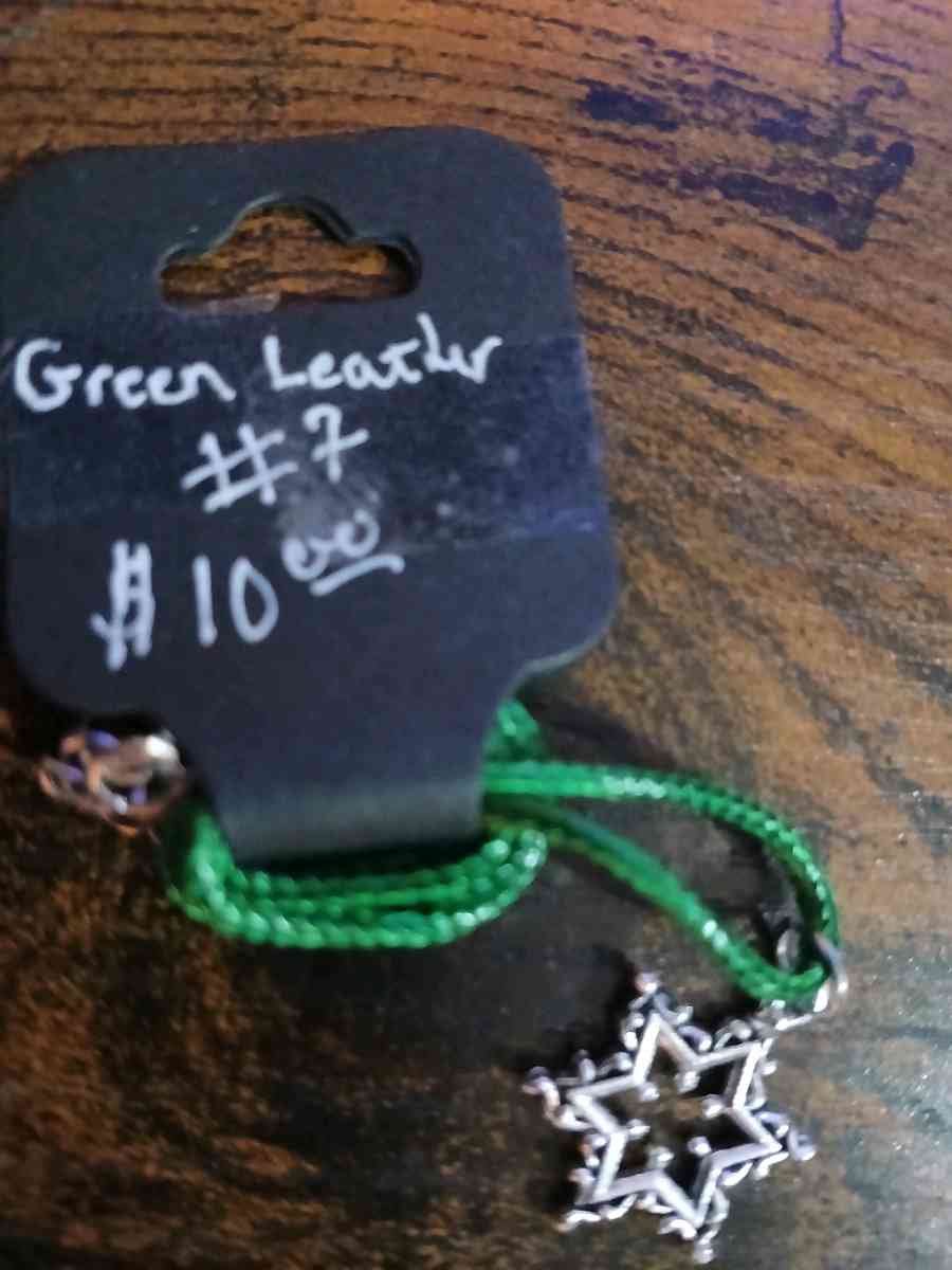 Green Leather Christmas Necklace pt2