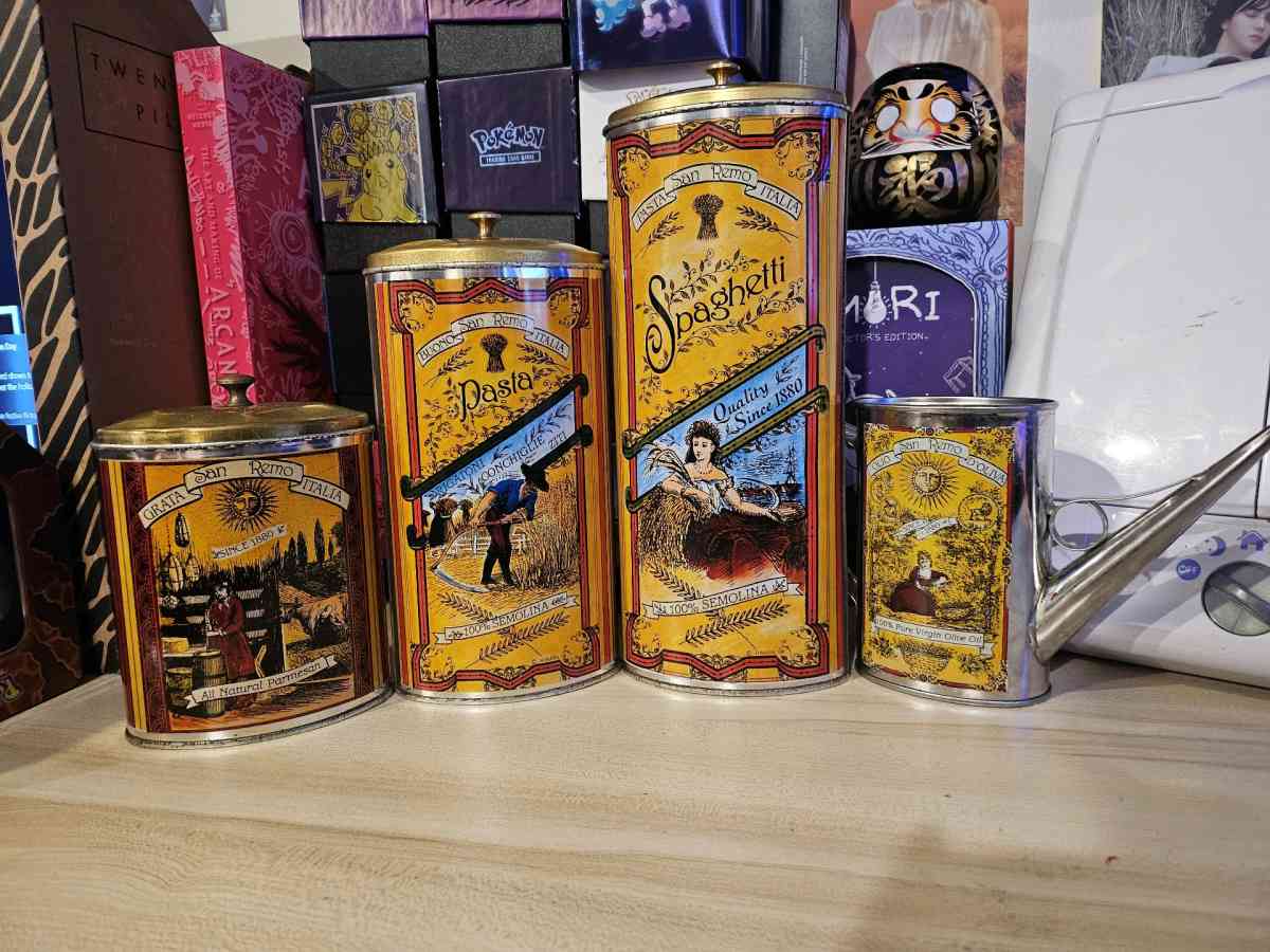 Vinrage San Remo Italy Himark Tin Set 4 Pieces Made In Italy