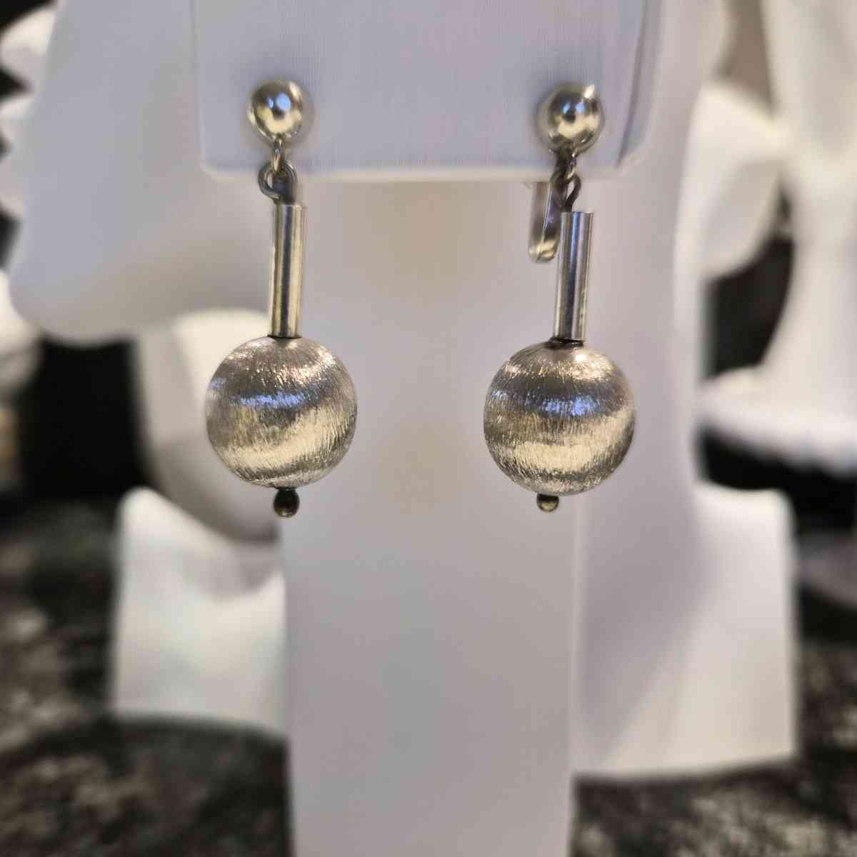 Sterling silver drop ball earrings