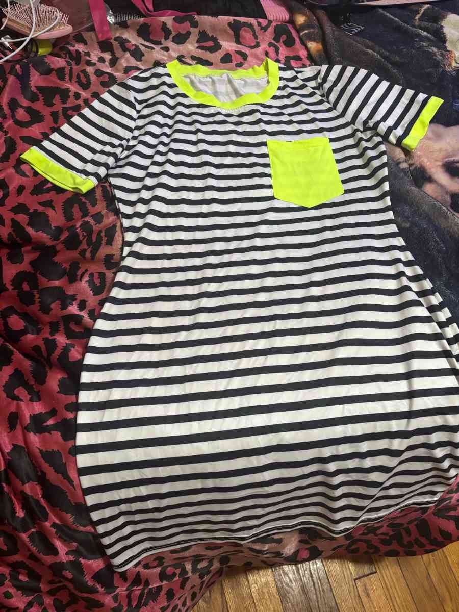 striped green mini dress