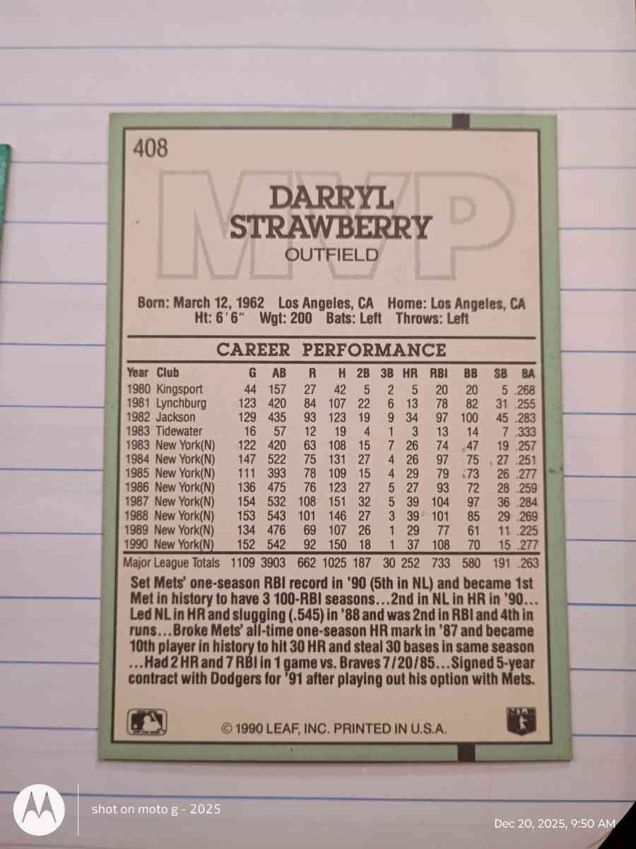 Darryl Strawberry card 408