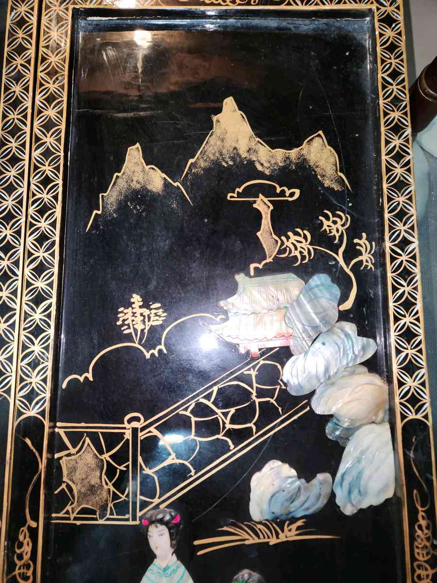 antique mother of pearl japanese art dividers 48 in wide 36H