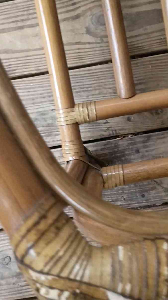 VINTAGE MCM RATTAN Bamboo Coffee Table Ottoman Bench Frame S